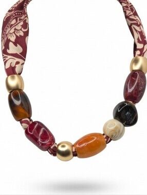 🤎▪️Piper K ▪️Handcrafted Multicolor Statement Bead Adjustable Scarf Necklace